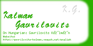 kalman gavrilovits business card